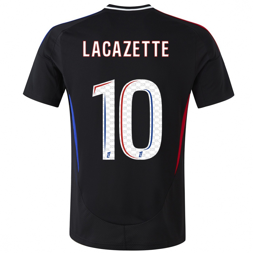 Kids Football Alexandre Lacazette #10 Black Away Jersey 2024/25 T-Shirt Uk