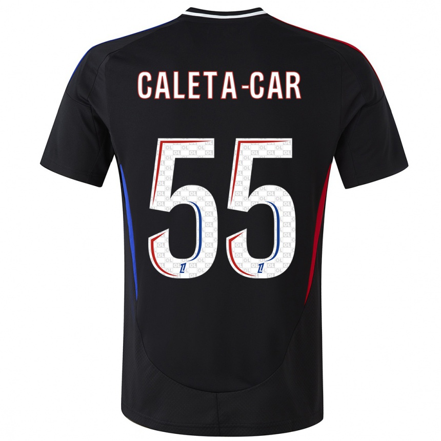 Kids Football Duje Caleta-Car #55 Black Away Jersey 2024/25 T-Shirt Uk