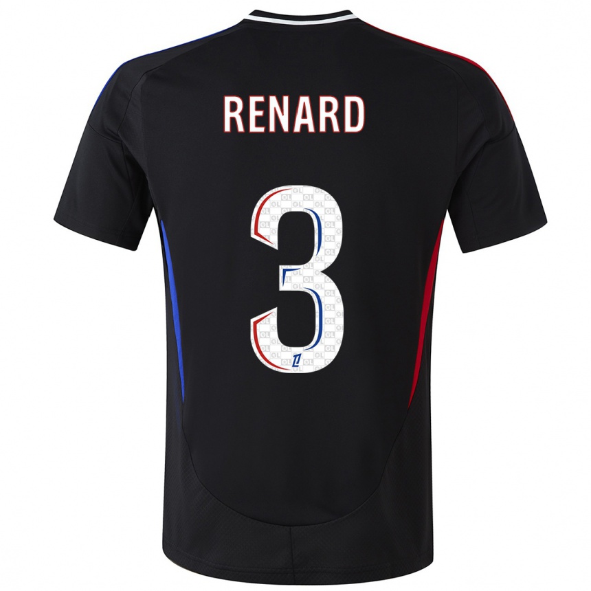 Kids Football Wendie Renard #3 Black Away Jersey 2024/25 T-Shirt Uk