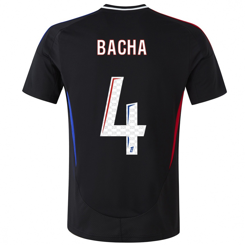 Kids Football Selma Bacha #4 Black Away Jersey 2024/25 T-Shirt Uk