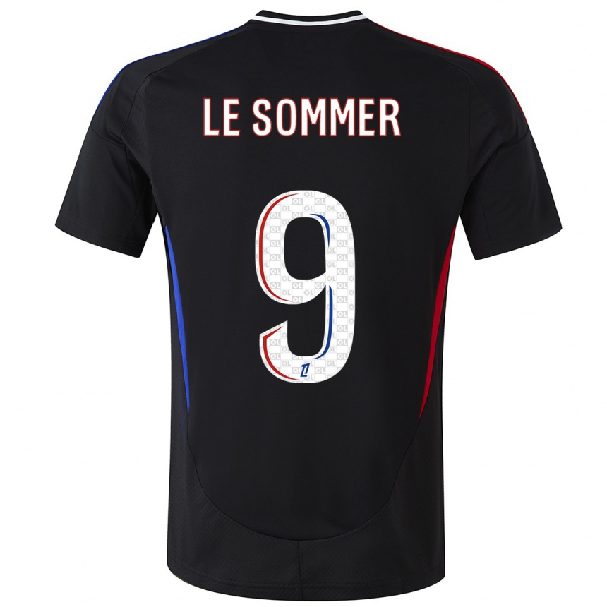 Kids Football Eugenie Le Sommer #9 Black Away Jersey 2024/25 T-Shirt Uk