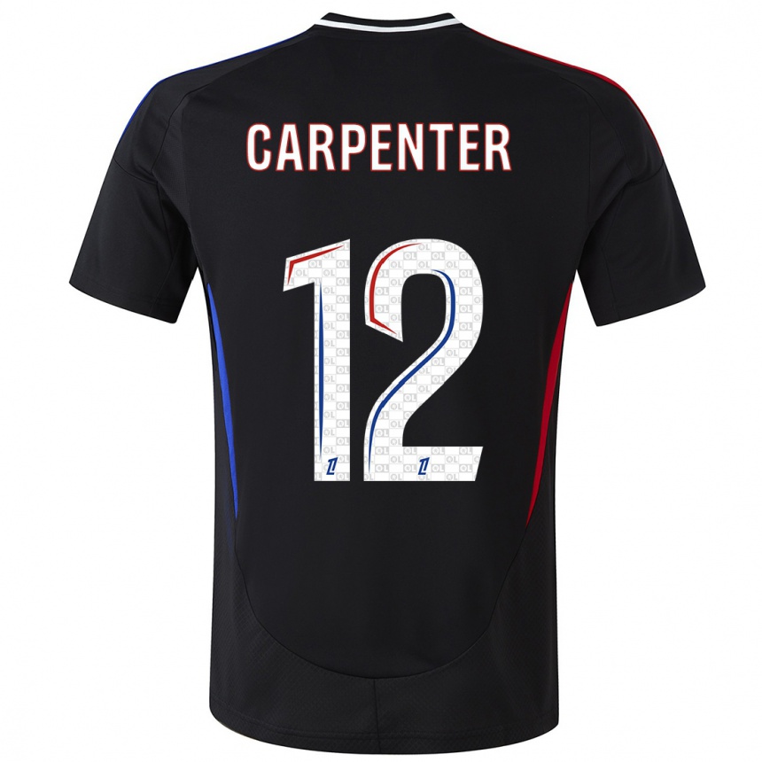 Kids Football Ellie Carpenter #12 Black Away Jersey 2024/25 T-Shirt Uk