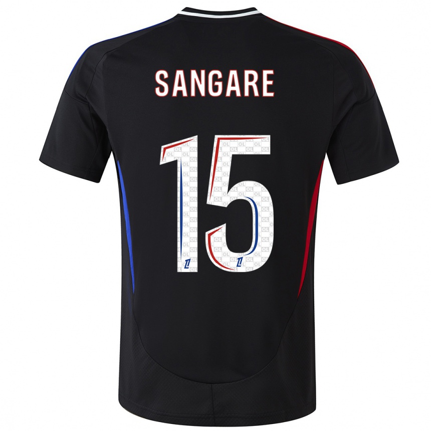 Kids Football Wassa Sangaré #15 Black Away Jersey 2024/25 T-Shirt Uk