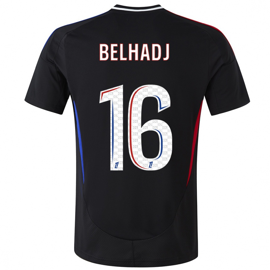 Kids Football Féerine Belhadj #16 Black Away Jersey 2024/25 T-Shirt Uk