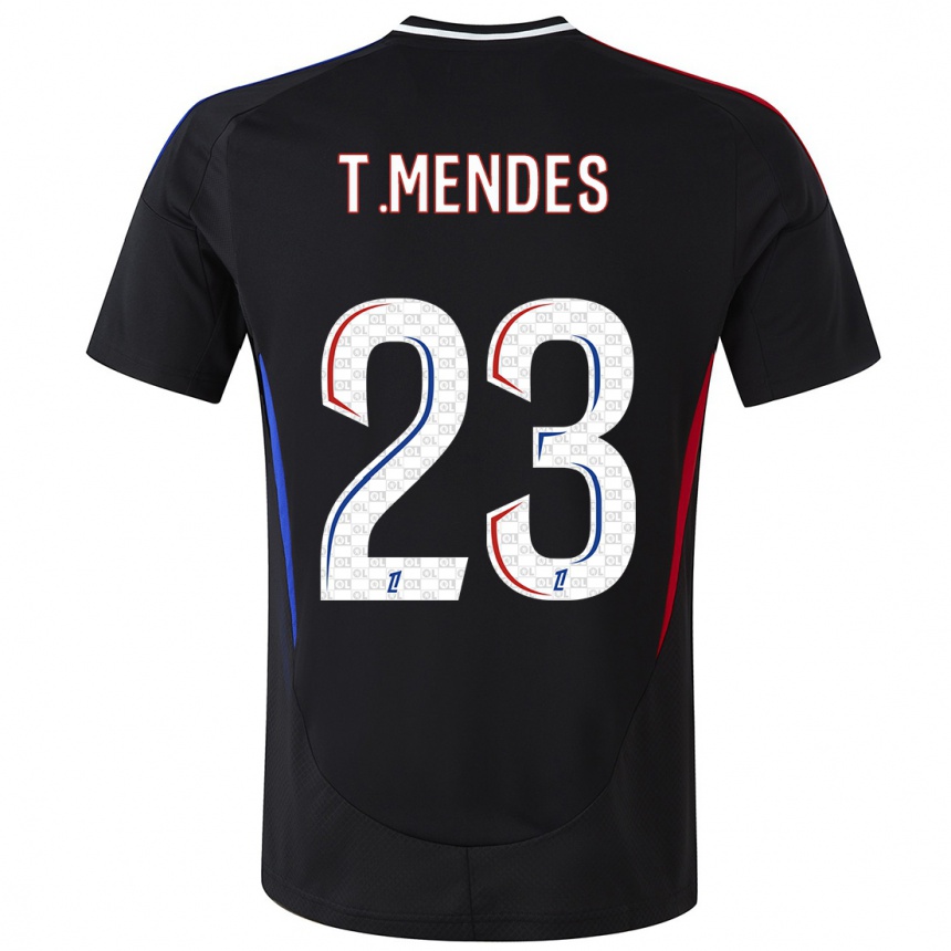 Kids Football Thiago Mendes #23 Black Away Jersey 2024/25 T-Shirt Uk