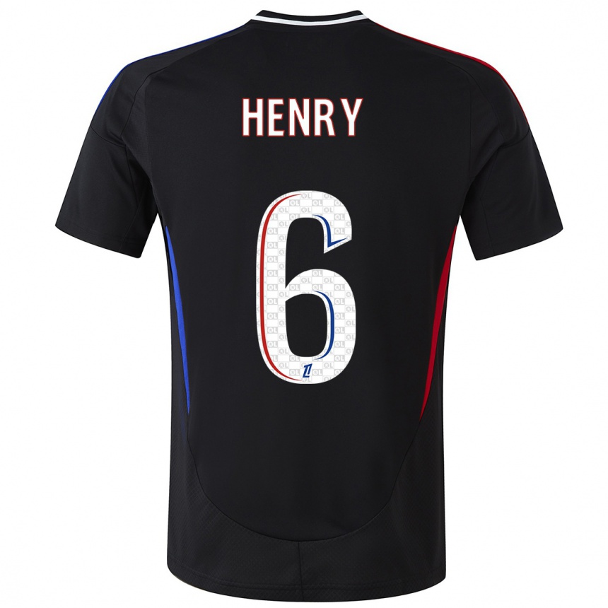 Kids Football Amandine Henry #6 Black Away Jersey 2024/25 T-Shirt Uk