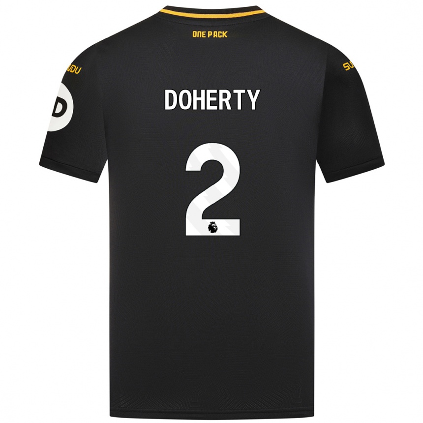 Kids Football Matt Doherty #2 Black Away Jersey 2024/25 T-Shirt Uk