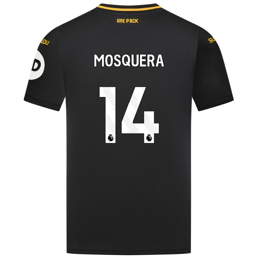 Kids Football Yerson Mosquera #14 Black Away Jersey 2024/25 T-Shirt Uk