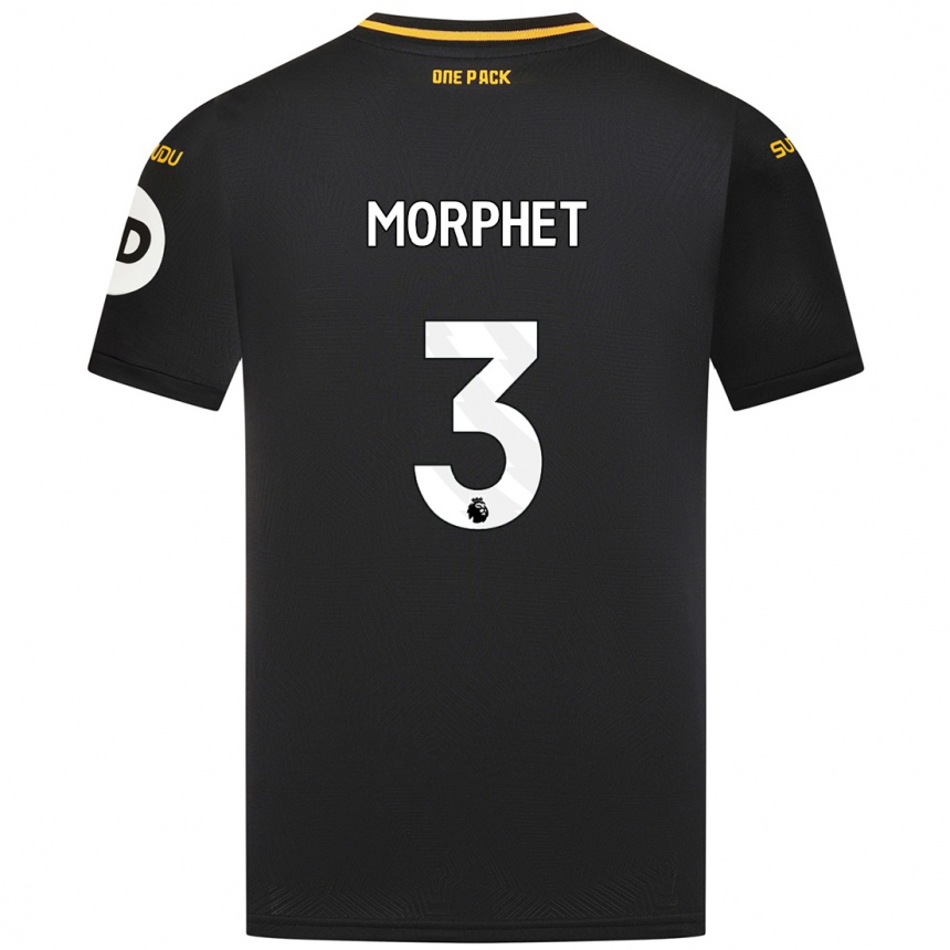 Kids Football Anna Morphet #3 Black Away Jersey 2024/25 T-Shirt Uk