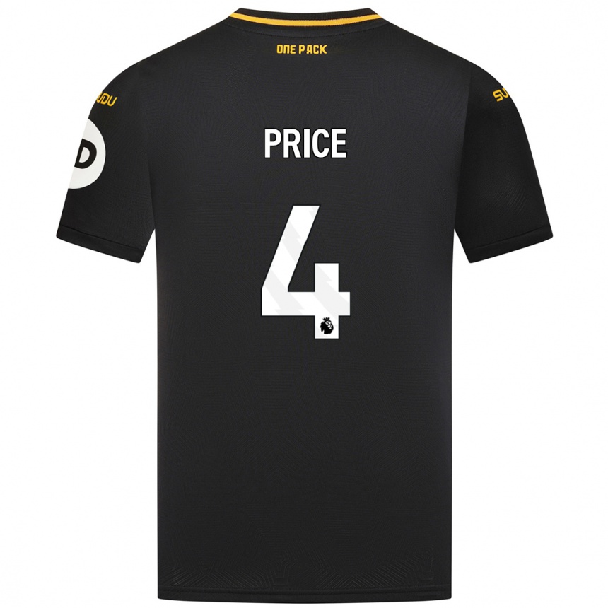 Kids Football Anna Price #4 Black Away Jersey 2024/25 T-Shirt Uk