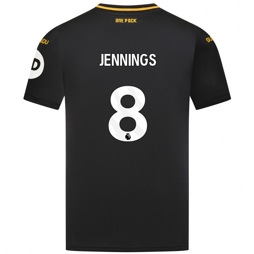 Kids Football Shannie Jennings #8 Black Away Jersey 2024/25 T-Shirt Uk