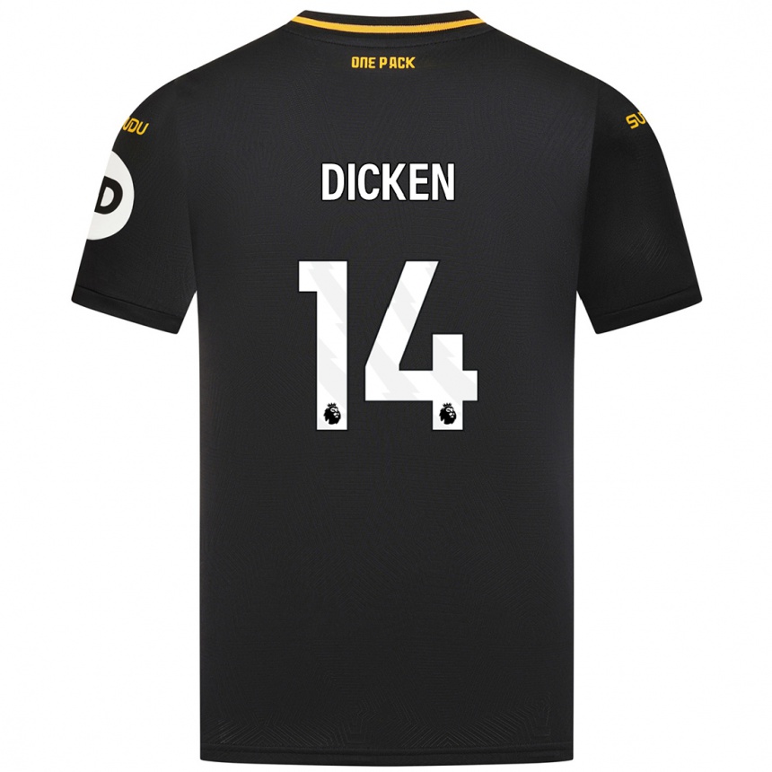 Kids Football Amy Dicken #14 Black Away Jersey 2024/25 T-Shirt Uk