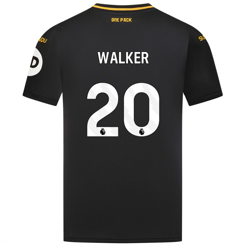 Kids Football Lowri Walker #20 Black Away Jersey 2024/25 T-Shirt Uk