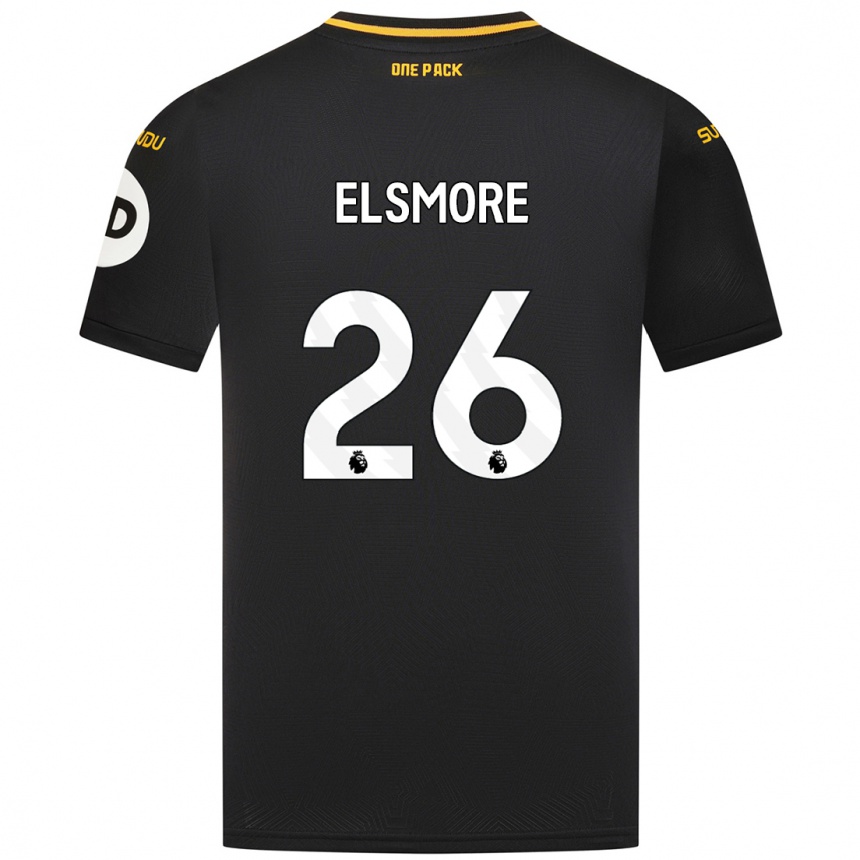 Kids Football Ria Elsmore #26 Black Away Jersey 2024/25 T-Shirt Uk