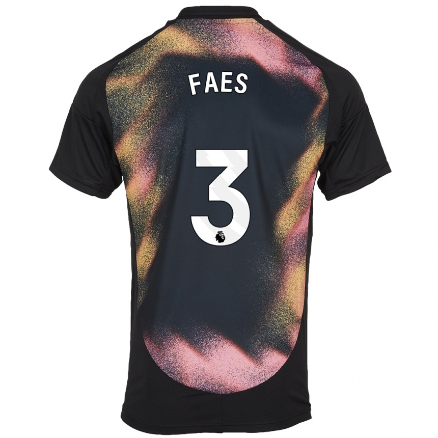 Kids Football Wout Faes #3 Black White Away Jersey 2024/25 T-Shirt Uk