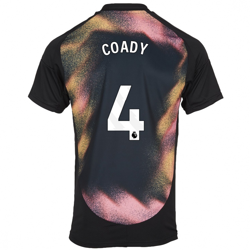 Kids Football Conor Coady #4 Black White Away Jersey 2024/25 T-Shirt Uk