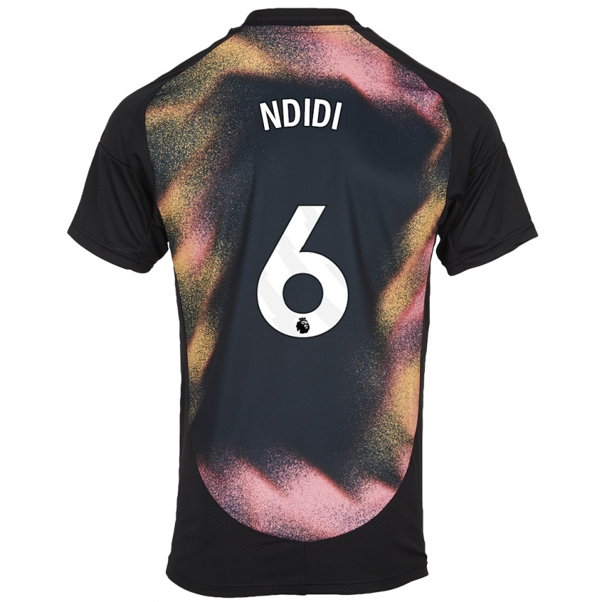 Kids Football Wilfred Ndidi #6 Black White Away Jersey 2024/25 T-Shirt Uk