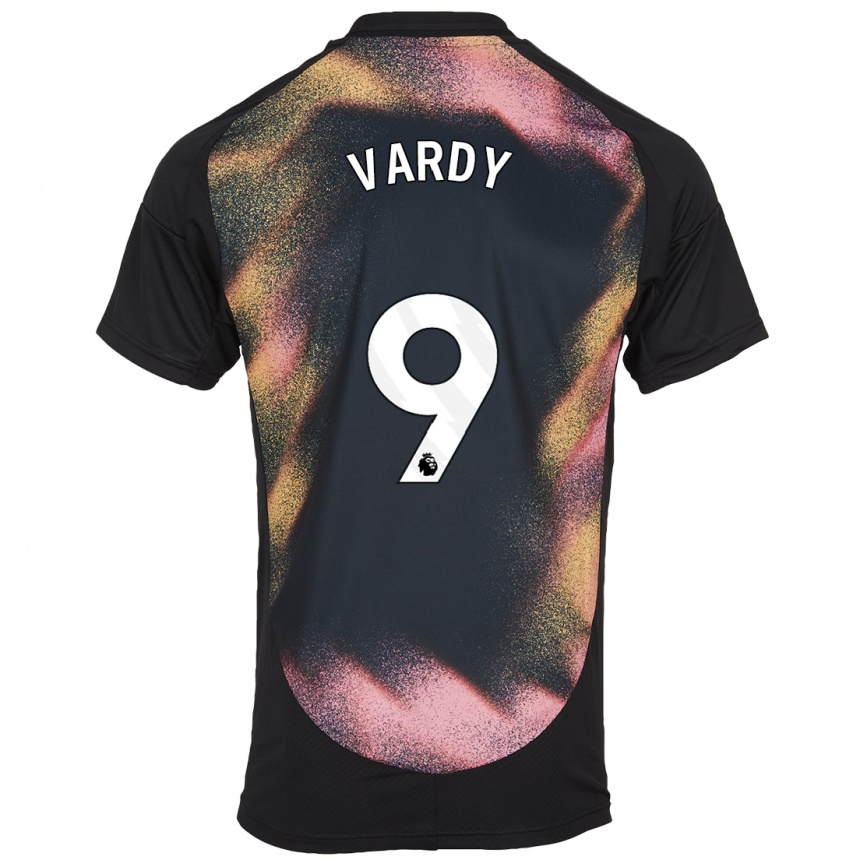 Kids Football Jamie Vardy #9 Black White Away Jersey 2024/25 T-Shirt Uk