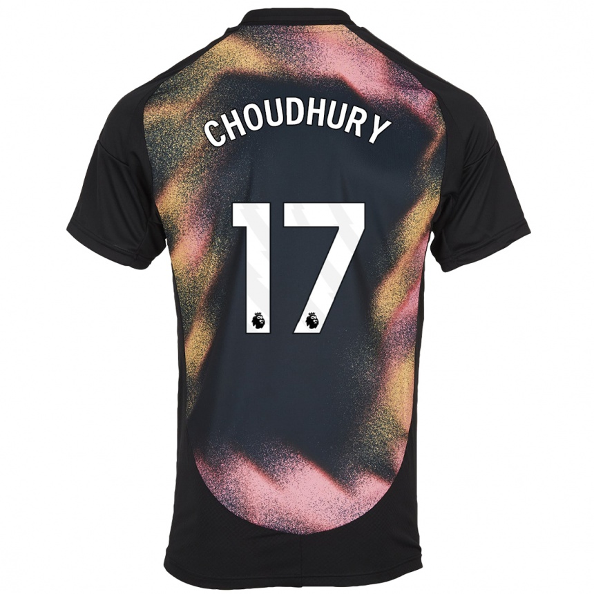 Kids Football Hamza Choudhury #17 Black White Away Jersey 2024/25 T-Shirt Uk