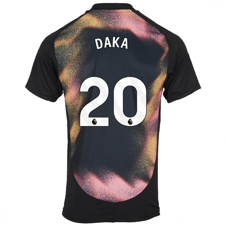 Kids Football Patson Daka #20 Black White Away Jersey 2024/25 T-Shirt Uk