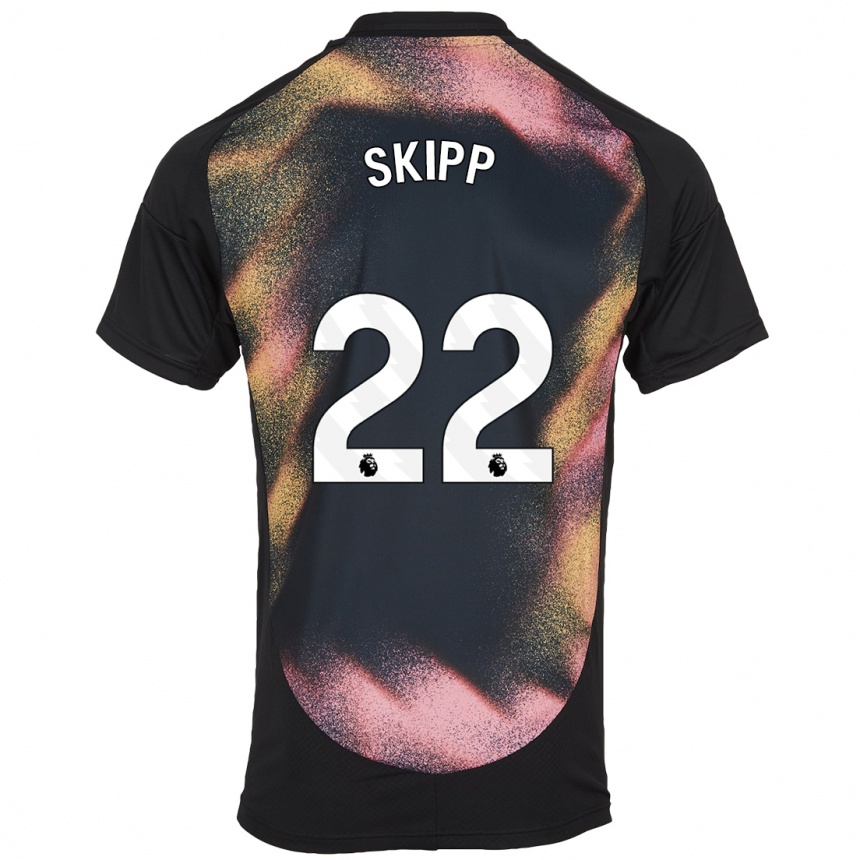 Kids Football Oliver Skipp #22 Black White Away Jersey 2024/25 T-Shirt Uk