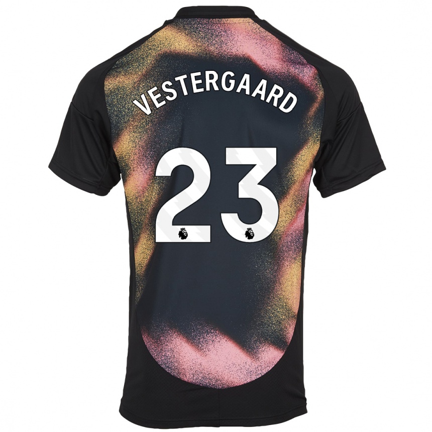 Kids Football Jannik Vestergaard #23 Black White Away Jersey 2024/25 T-Shirt Uk