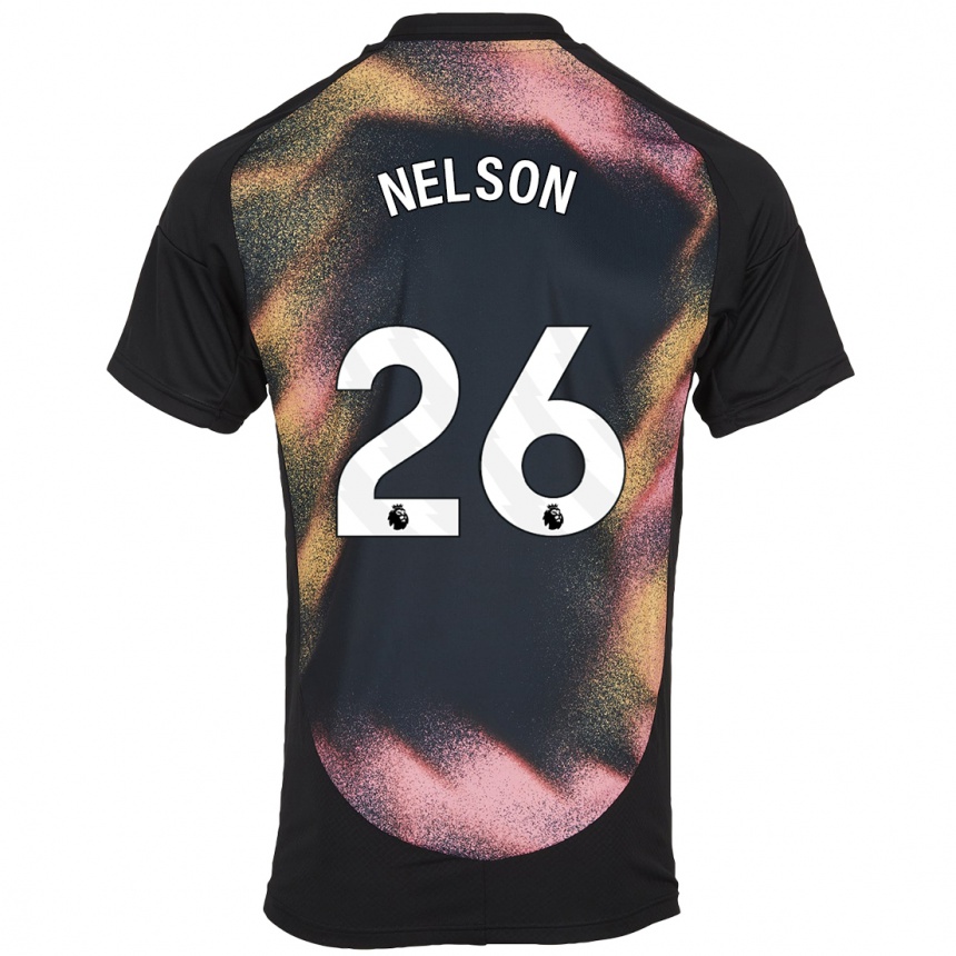 Kids Football Ben Nelson #26 Black White Away Jersey 2024/25 T-Shirt Uk