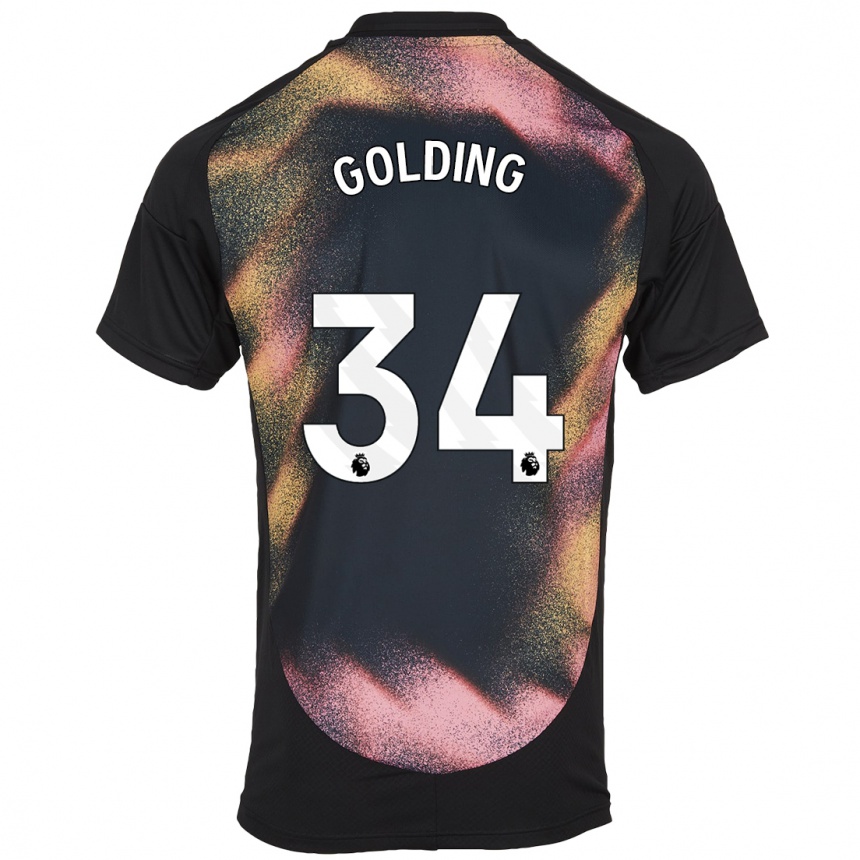 Kids Football Michael Golding #34 Black White Away Jersey 2024/25 T-Shirt Uk