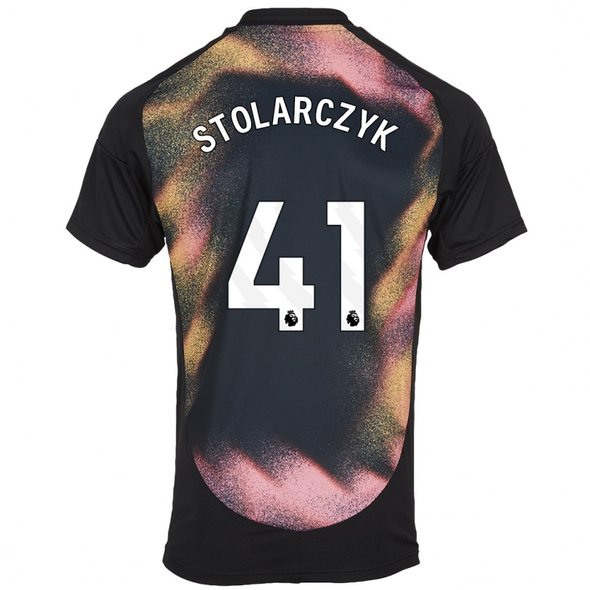 Kids Football Jakub Stolarczyk #41 Black White Away Jersey 2024/25 T-Shirt Uk