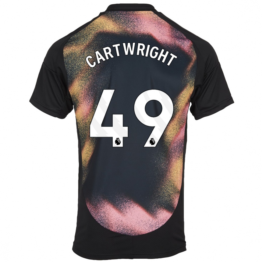 Kids Football Henry Cartwright #49 Black White Away Jersey 2024/25 T-Shirt Uk