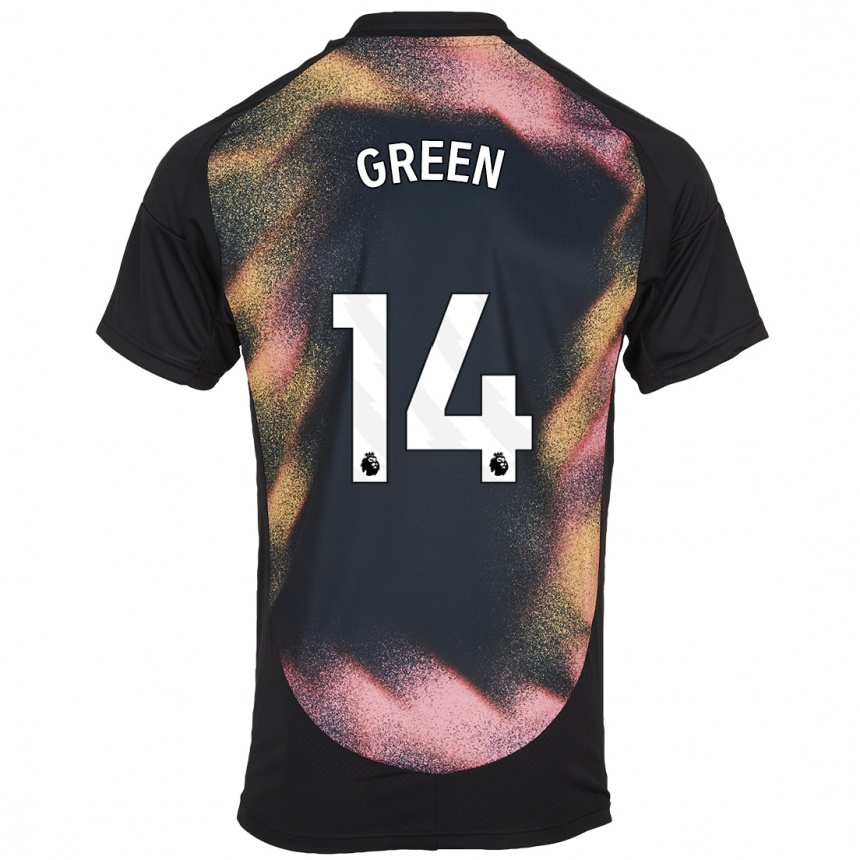 Kids Football Josie Green #14 Black White Away Jersey 2024/25 T-Shirt Uk