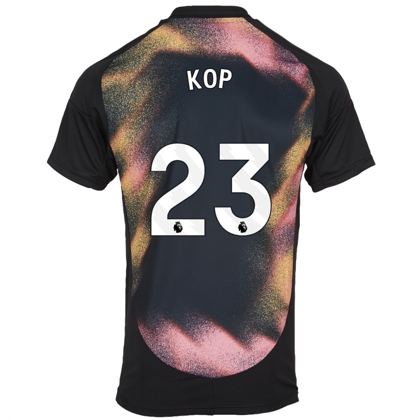 Kids Football Lize Kop #23 Black White Away Jersey 2024/25 T-Shirt Uk