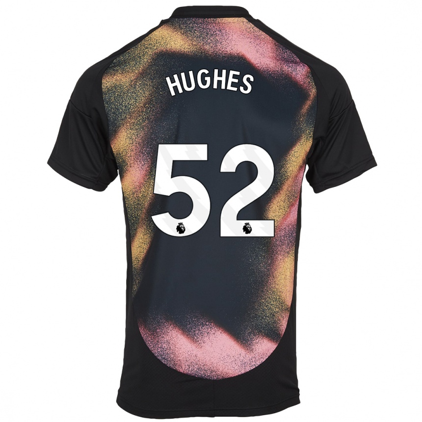 Kids Football Iestyn Hughes #52 Black White Away Jersey 2024/25 T-Shirt Uk