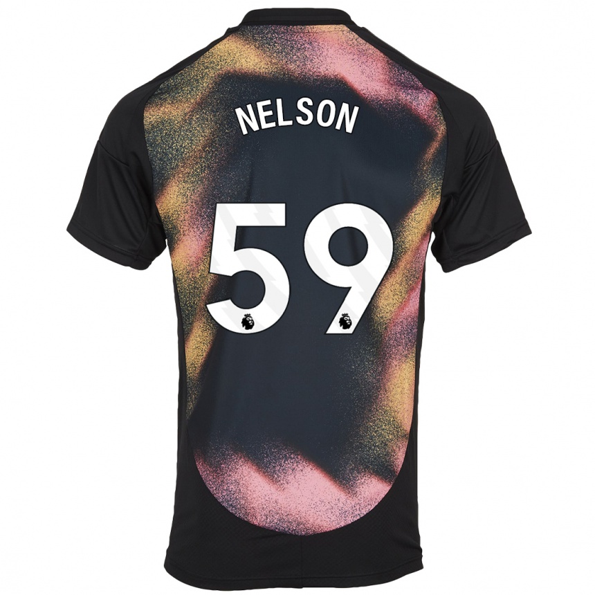 Kids Football Ronny Nelson #59 Black White Away Jersey 2024/25 T-Shirt Uk