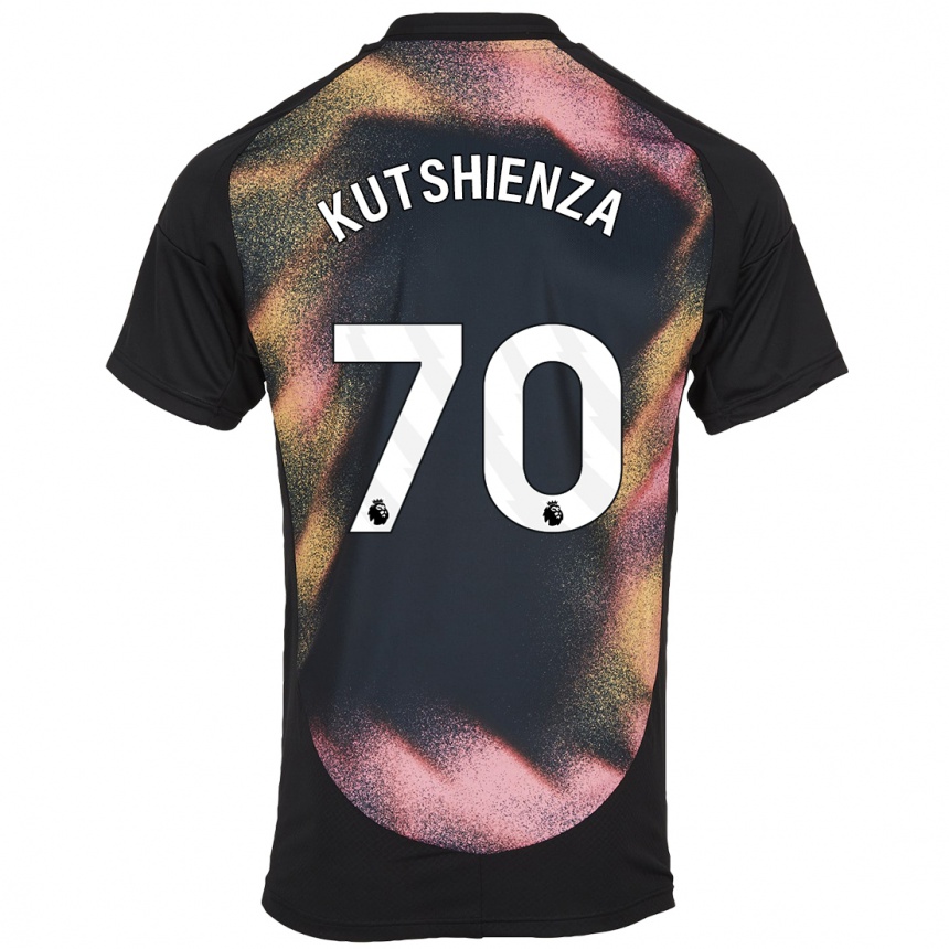 Kids Football Jesper Kutshienza #70 Black White Away Jersey 2024/25 T-Shirt Uk