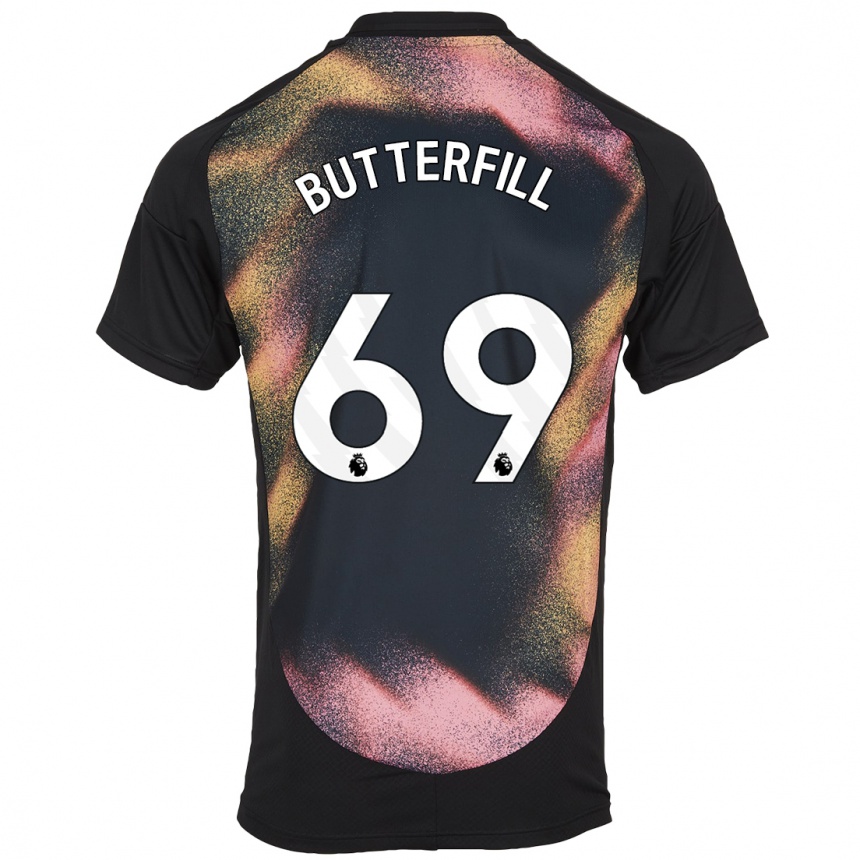 Kids Football Jack Butterfill #69 Black White Away Jersey 2024/25 T-Shirt Uk