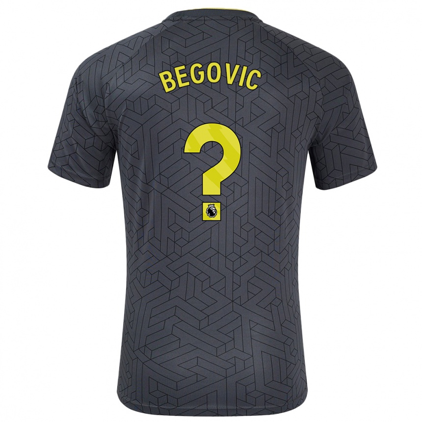 Kids Football Asmir Begovic #0 Black Yellow Away Jersey 2024/25 T-Shirt Uk