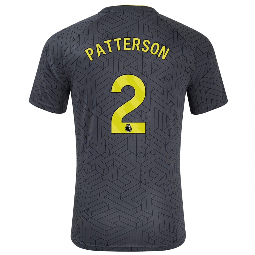 Kids Football Nathan Patterson #2 Black Yellow Away Jersey 2024/25 T-Shirt Uk