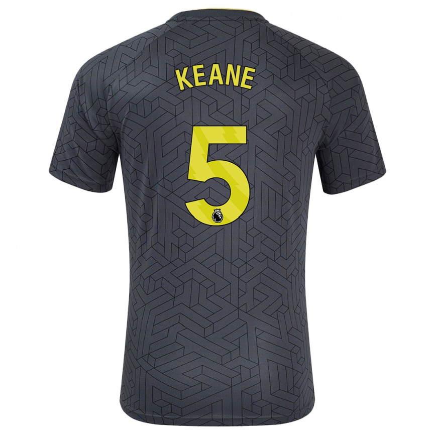 Kids Football Michael Keane #5 Black Yellow Away Jersey 2024/25 T-Shirt Uk