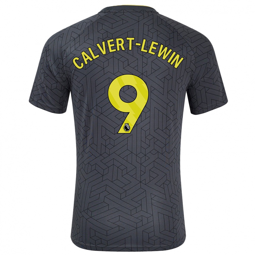 Kids Football Dominic Calvert-Lewin #9 Black Yellow Away Jersey 2024/25 T-Shirt Uk