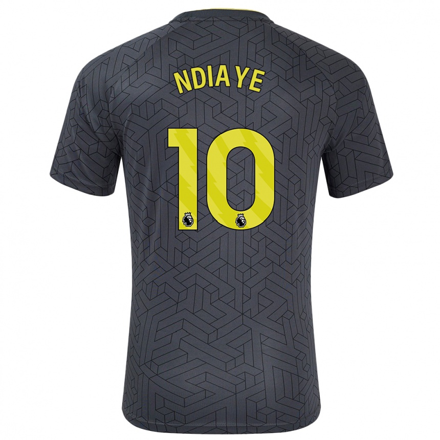 Kids Football Iliman Ndiaye #10 Black Yellow Away Jersey 2024/25 T-Shirt Uk