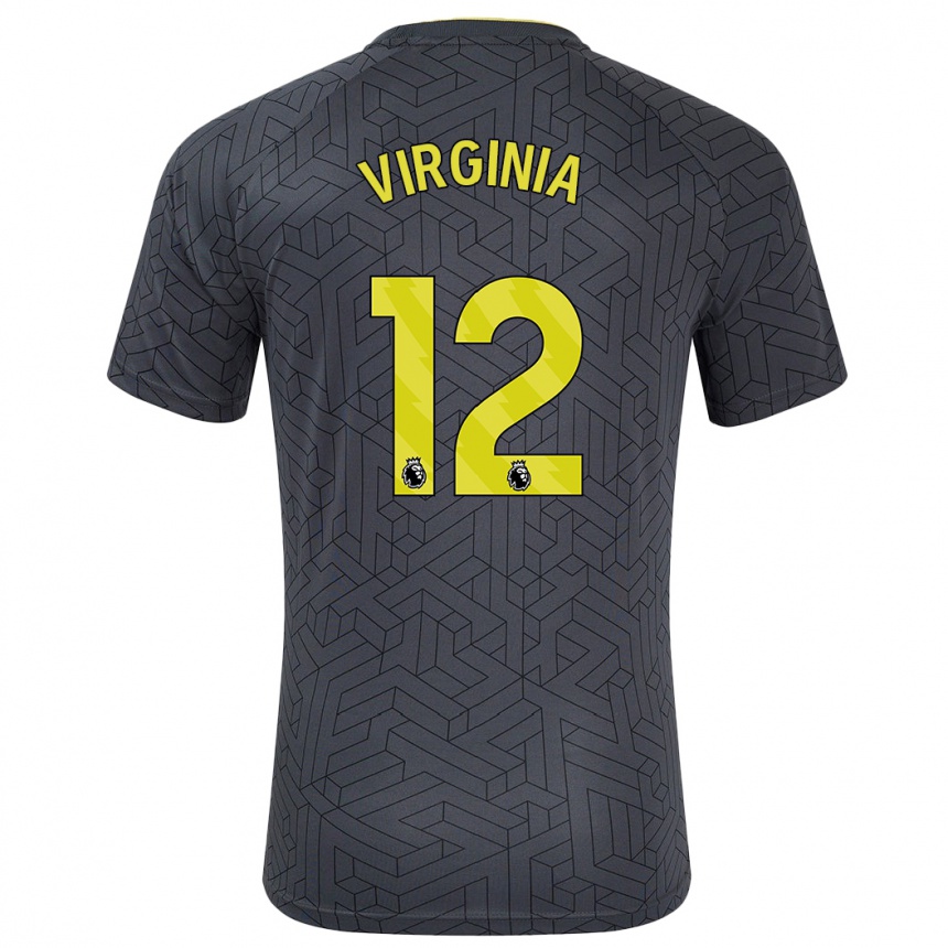 Kids Football João Virgínia #12 Black Yellow Away Jersey 2024/25 T-Shirt Uk