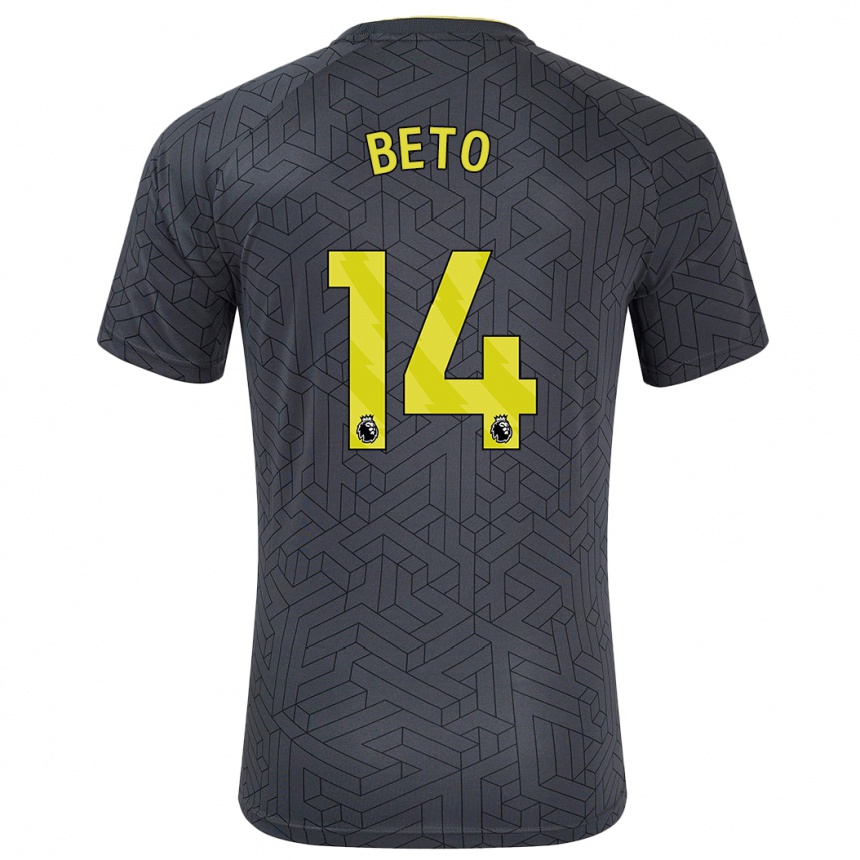 Kids Football Beto #14 Black Yellow Away Jersey 2024/25 T-Shirt Uk