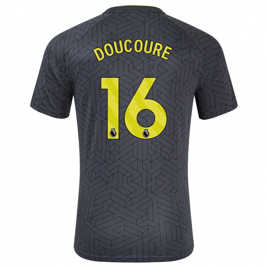 Kids Football Abdoulaye Doucouré #16 Black Yellow Away Jersey 2024/25 T-Shirt Uk