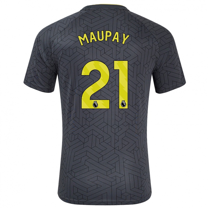 Kids Football Neal Maupay #21 Black Yellow Away Jersey 2024/25 T-Shirt Uk