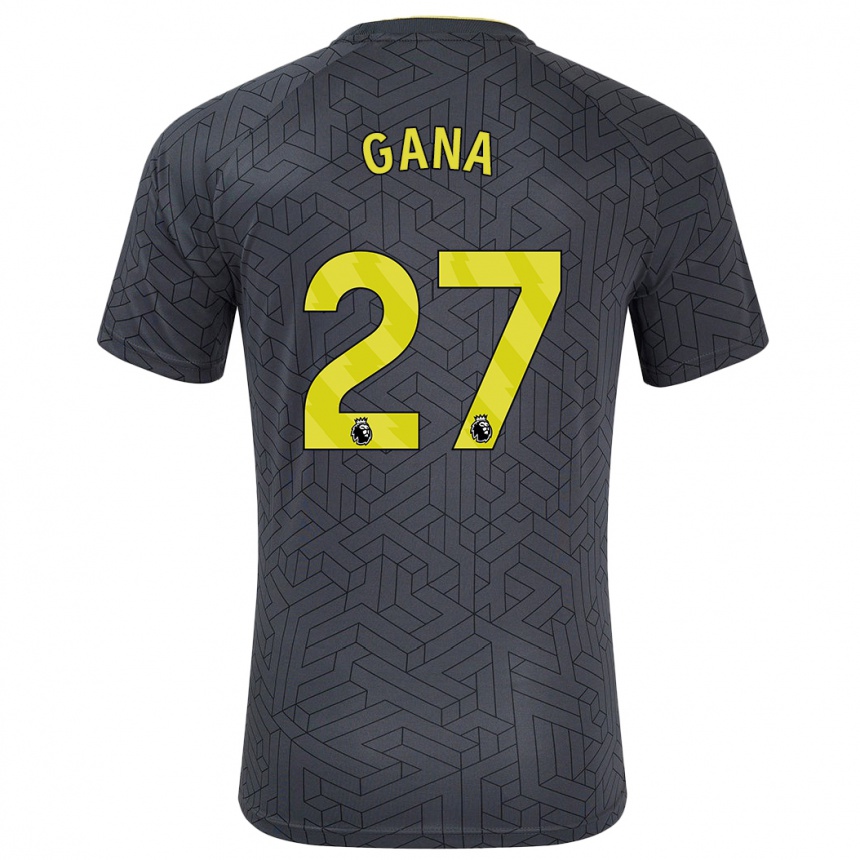 Kids Football Idrissa Gueye #27 Black Yellow Away Jersey 2024/25 T-Shirt Uk