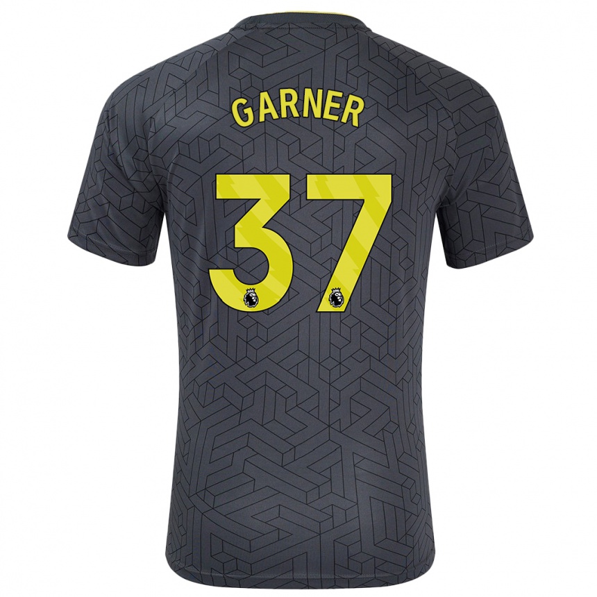 Kids Football James Garner #37 Black Yellow Away Jersey 2024/25 T-Shirt Uk