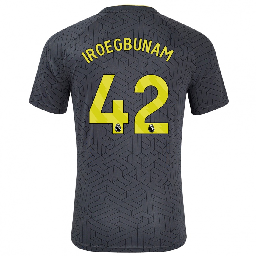 Kids Football Tim Iroegbunam #42 Black Yellow Away Jersey 2024/25 T-Shirt Uk