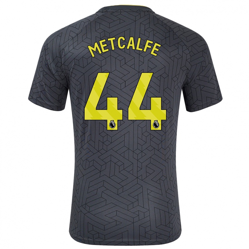 Kids Football Jenson Metcalfe #44 Black Yellow Away Jersey 2024/25 T-Shirt Uk