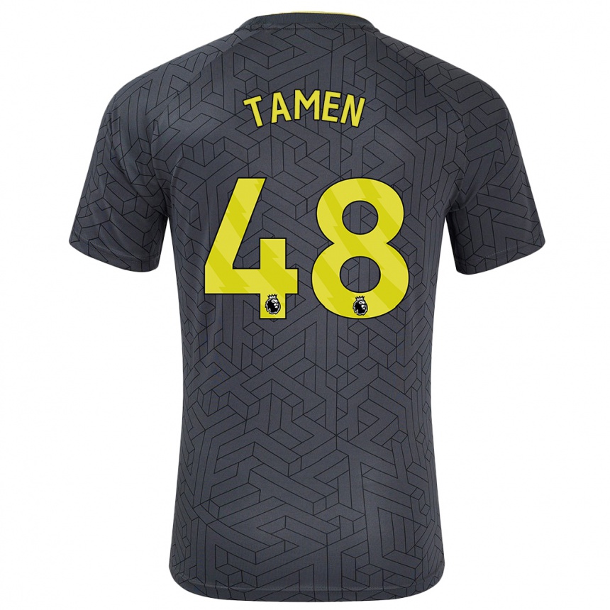 Kids Football William Tamen #48 Black Yellow Away Jersey 2024/25 T-Shirt Uk